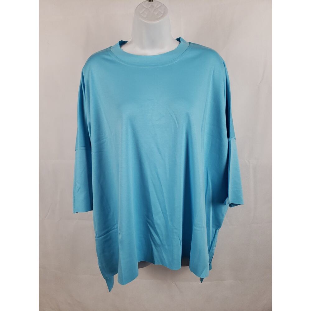 EUC Planet Jersey Short Sleeve Shirt light blue Lagenlook One Size 100% cotton - Picture 1 of 8